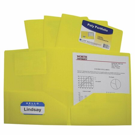 C-LINE PRODUCTS C-Line Products  Two-Pocket Heavyweight Poly Portfolio Folder; Yellow, 25PK C-473524